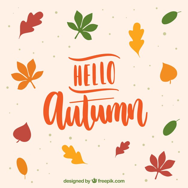 Fondo de lettering de hola otoño