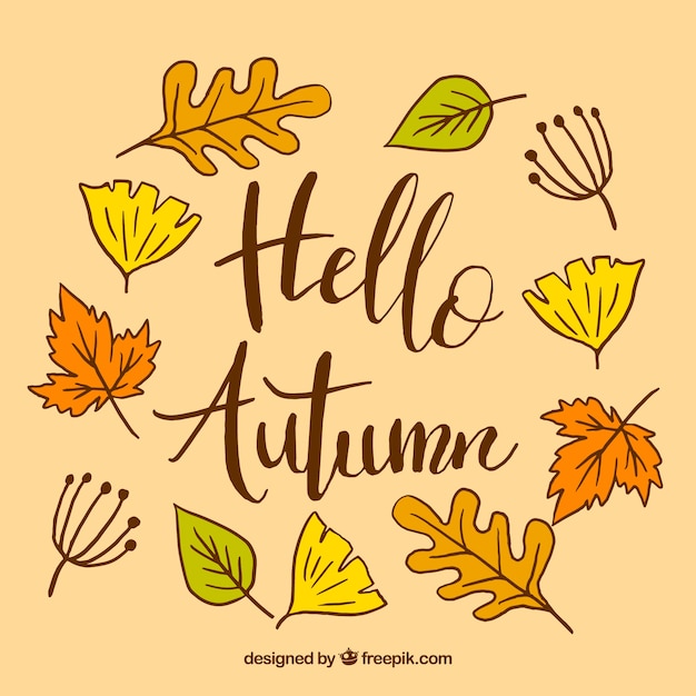 Fondo de lettering de hola otoño