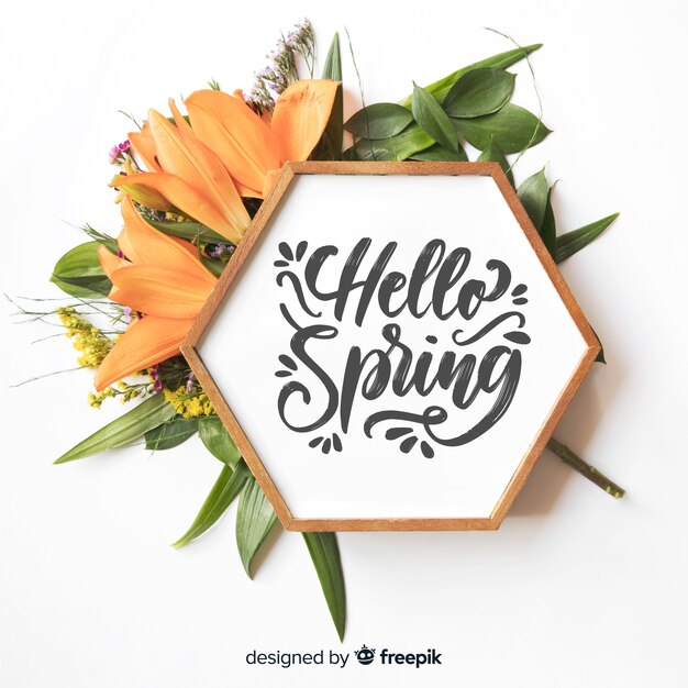 Fondo lettering hola primavera