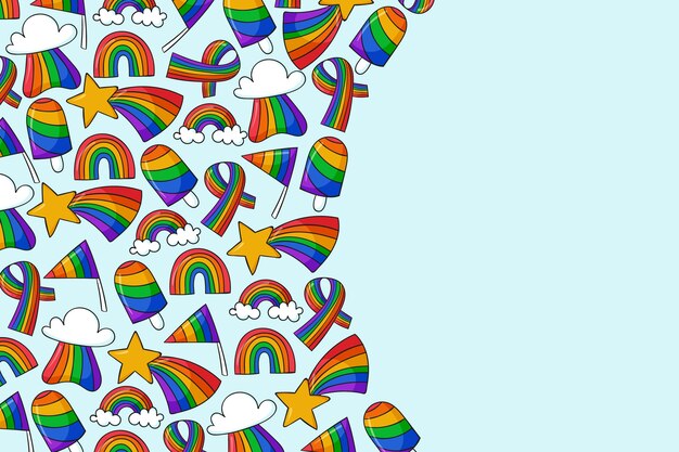 Fondo lgbt dibujado a mano del mes del orgullo