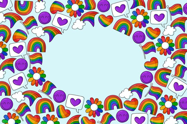 Fondo lgbt dibujado a mano del mes del orgullo