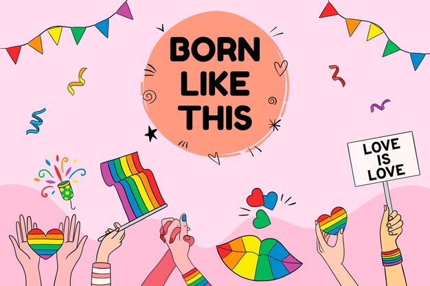 Fondo lgbt del mes del orgullo dibujado a mano