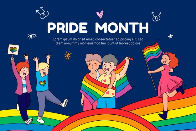 Fondo lgbt del mes del orgullo dibujado a mano