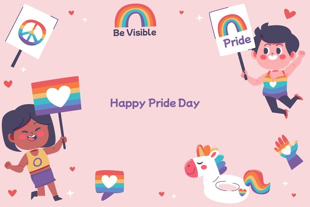 Fondo lgbt del mes del orgullo dibujado a mano