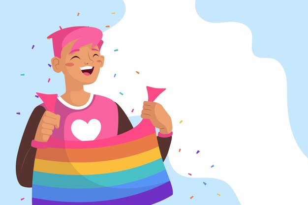 Fondo lgbt plano dibujado a mano del mes del orgullo