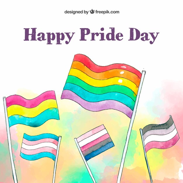 Fondo de lgbt pride con banderas de acuarela