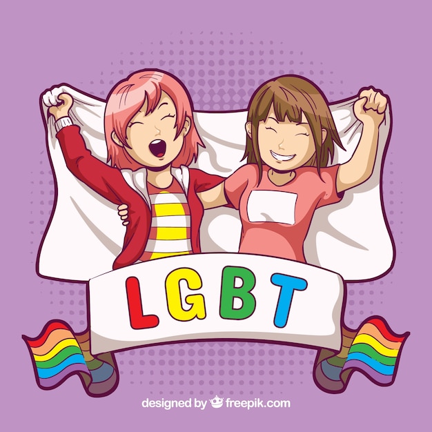 Vector gratuito fondo de lgbt pride con niñas felices