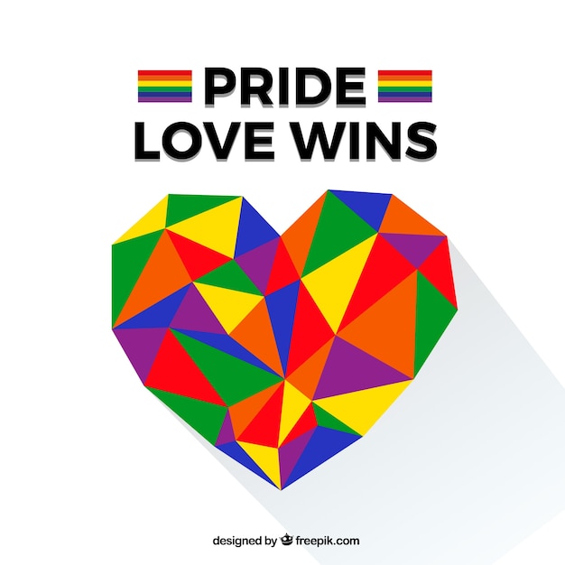 Fondo de lgtb pride con corazón poligonal