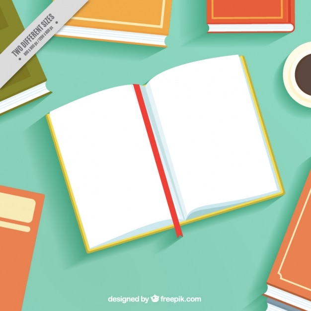 Fondo de libro abierto en diseño plano 