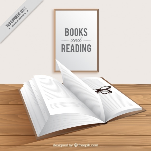 Fondo de libro con abierto con gafas