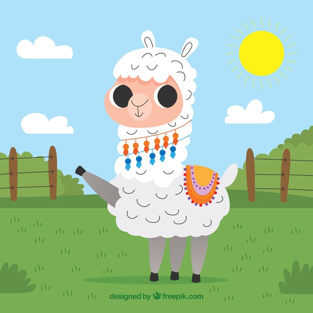 Fondo de linda alpaca en estilo hecho a mano