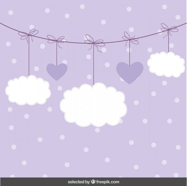 Fondo lindo con las nubes y corazones