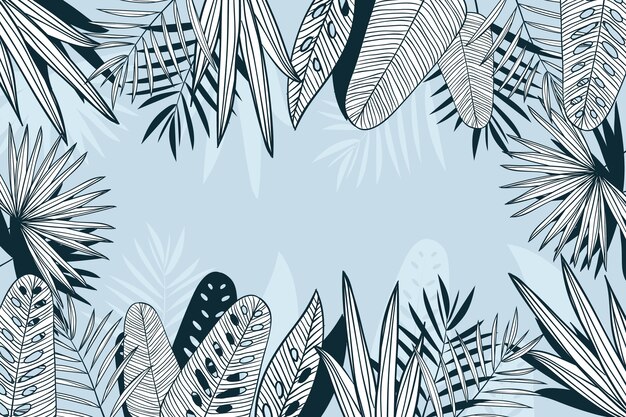 Fondo lineal de hojas tropicales
