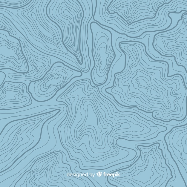 Fondo de líneas azules topográficas de vista superior