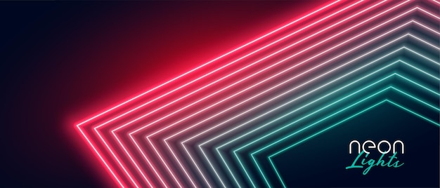 Fondo de líneas de luz de neón rojo y verde