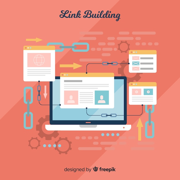 Fondo de link building en diseño plano