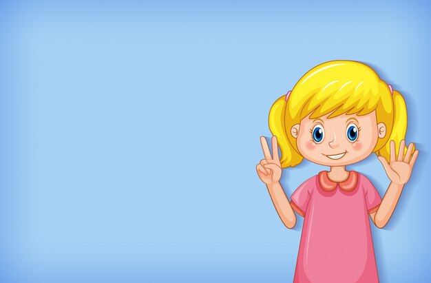 Fondo liso con niña agitando las manos