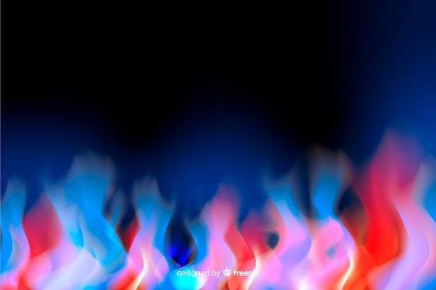 Fondo llamas realistas azules y rojas
