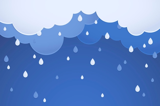 Vector gratuito fondo de lluvia, vector de diseño de corte de papel pastel