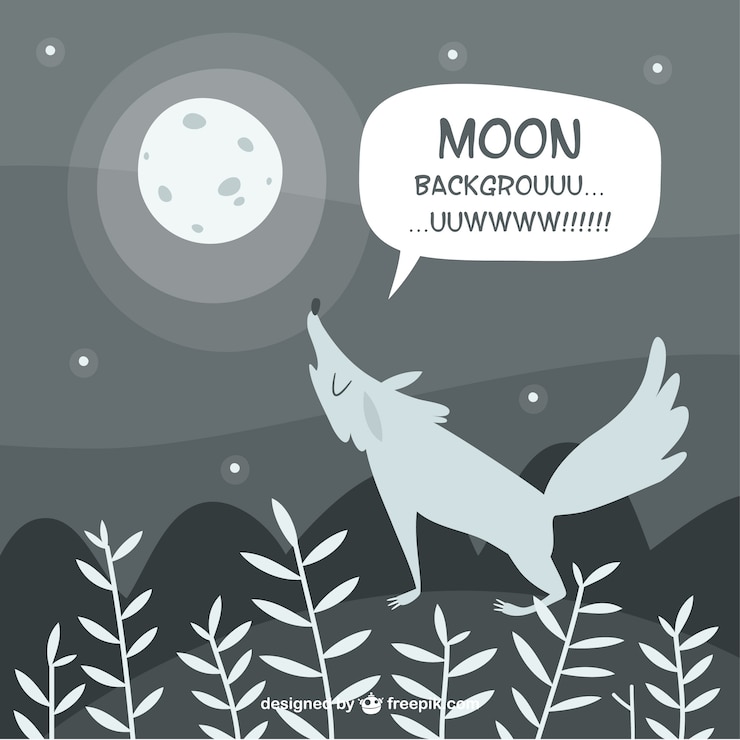 Vector gratuito fondo de lobo aullando a la luna 