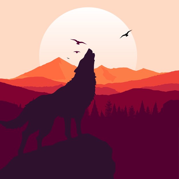 Fondo de lobo aullando
