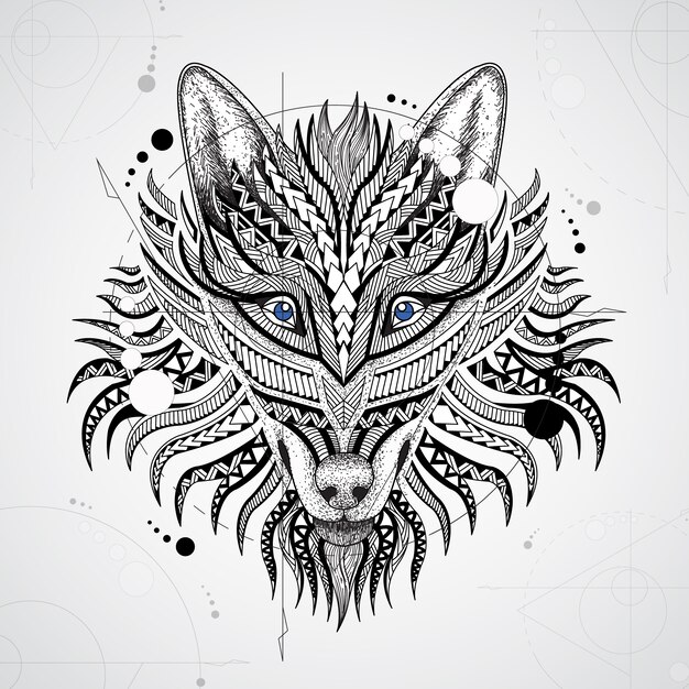 Fondo de lobo con diseño geométrico
