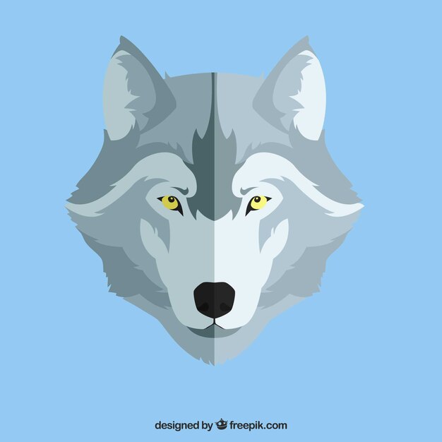 Fondo de lobo en diseño plano