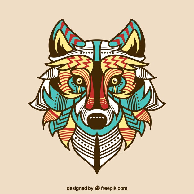 Fondo de lobo étnico de colores 