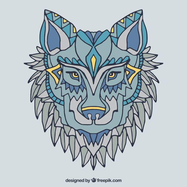 Fondo de lobo étnico dibujado a mano 