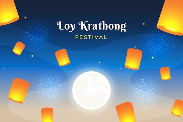 Vector gratuito el fondo de loy krathong con gradiente