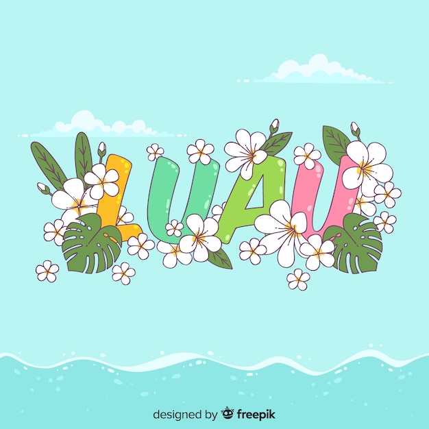 Vector gratuito fondo luau palabra floral