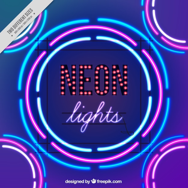 Fondo de luces circulares de neón 