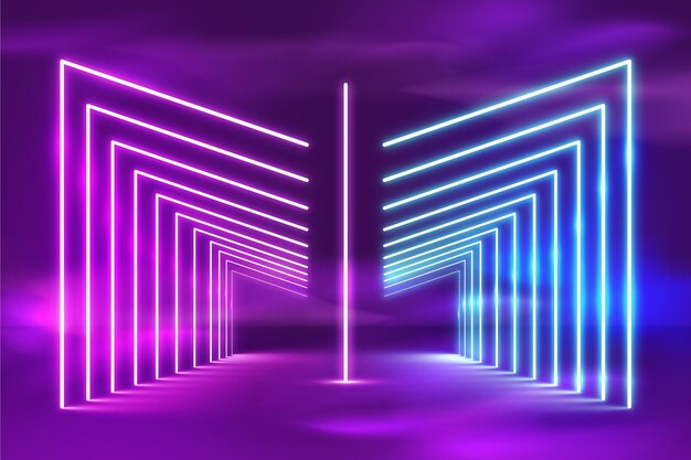 Fondo de luces de neón brillantes y realistas