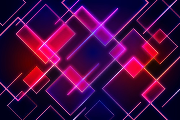 Fondo de luces de neón de formas geométricas