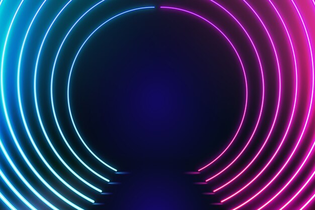 Fondo de luces de neón de formas geométricas