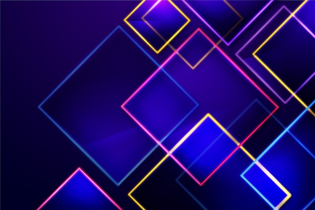 Fondo de luces de neón de formas geométricas