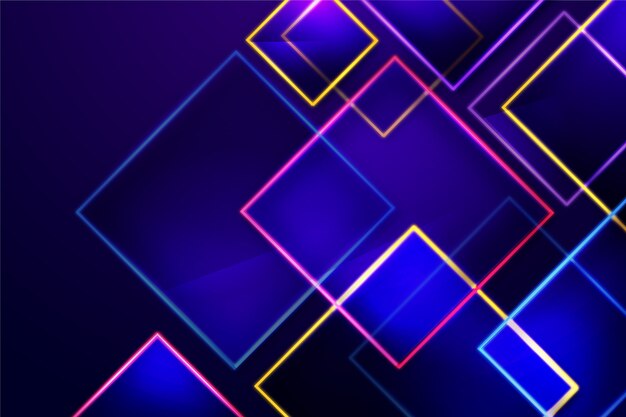 Fondo de luces de neón de formas geométricas