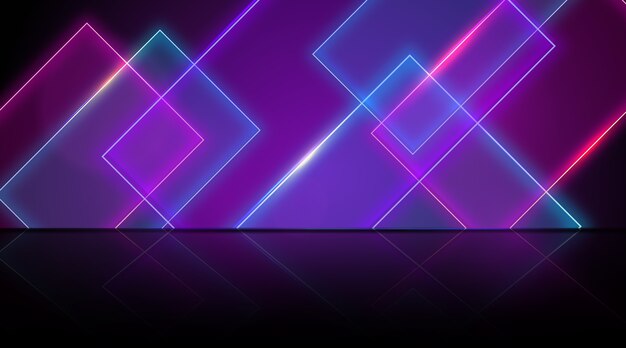 Fondo de luces de neón de formas geométricas