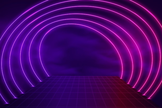Fondo de luces de neón de formas realistas