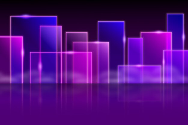 Fondo de luces de neón de modelos geométricos