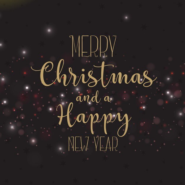 Fondo de luces con texto de feliz navidad y año nuevo