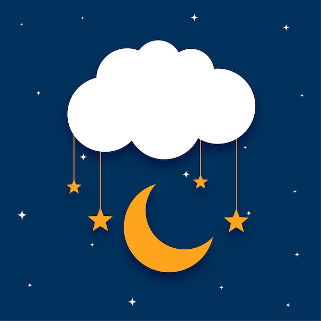 Fondo de luna y estrellas de nube de estilo de papel