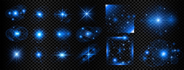 Vector gratuito fondo de luz de haz mágico azul estrellado en el vector de colección