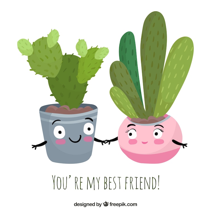 Vector gratuito fondo de macetas simpáticas con mensaje de amistad