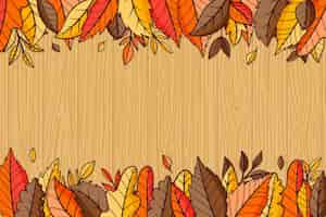 Vector gratuito fondo madera otoño dibujado a mano