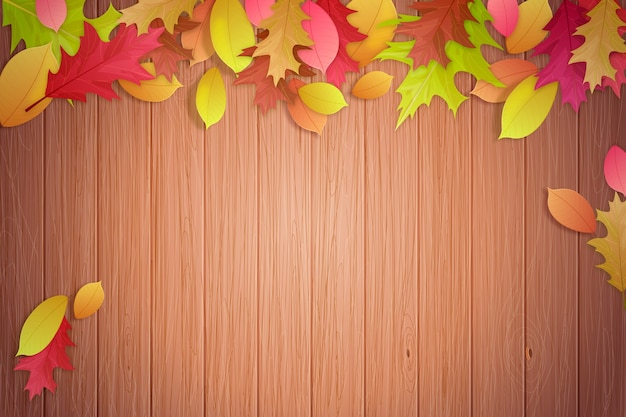 Vector gratuito fondo de madera de otoño realista