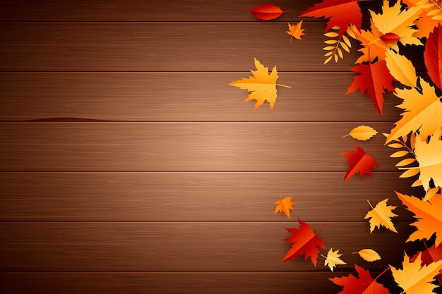 Vector gratuito fondo de madera de otoño realista