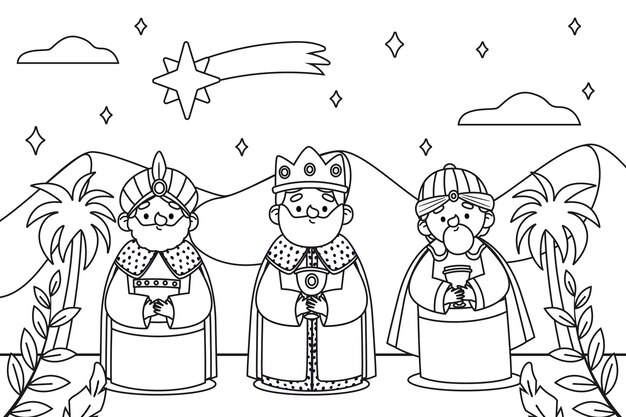 Fondo de los magos de los reyes planos