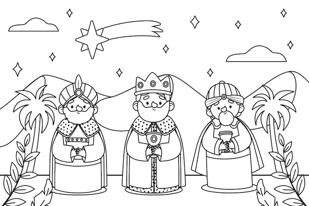 Fondo de los magos de los reyes planos