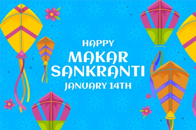 El fondo de Makar Sankranti feliz y plano